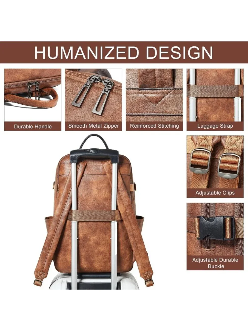 Stylish Vegan Leather Backpack for 17